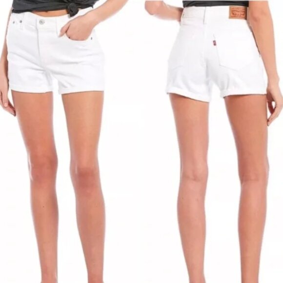 Levi's Distressed Mid Length White Jean Shorts size 32 - Picture 5 of 5